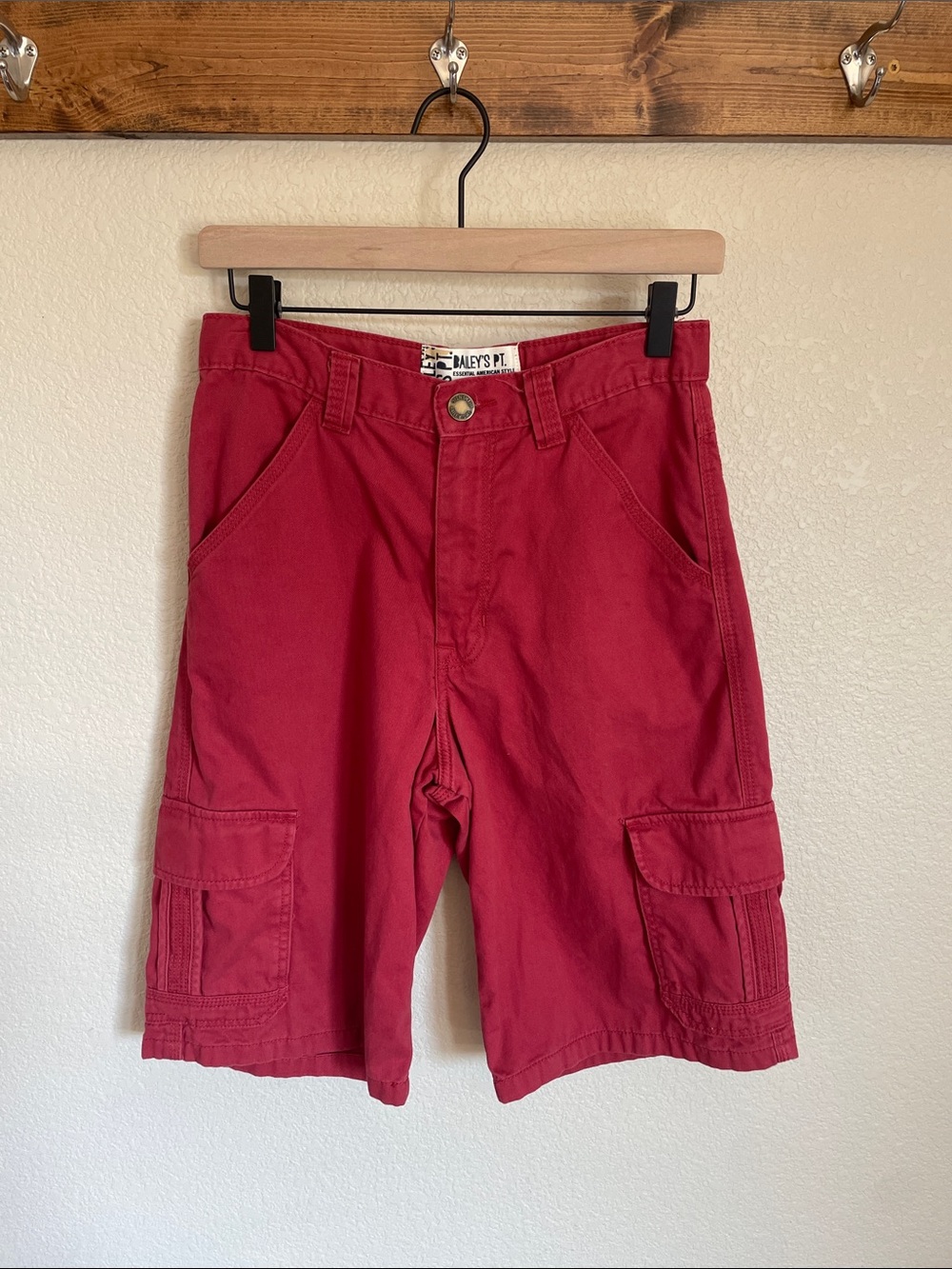 Bailey's Pt. Kids Red Cargo Shorts 16 Boys Bermuda Cotton Play Casual School